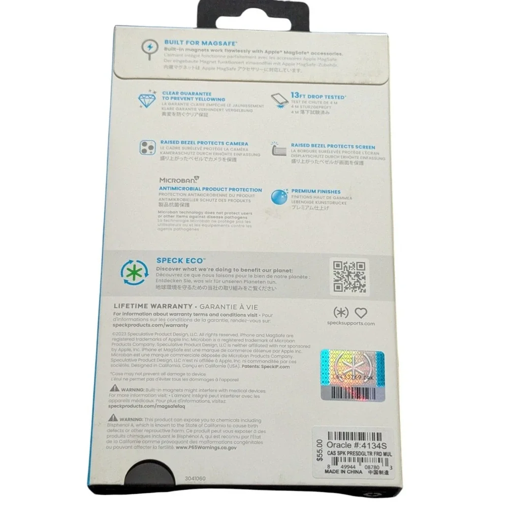 B3. Speck Presidio LUX Clear Case for iPhone 15 Pro Max -Glitter (MagSafe) NEW